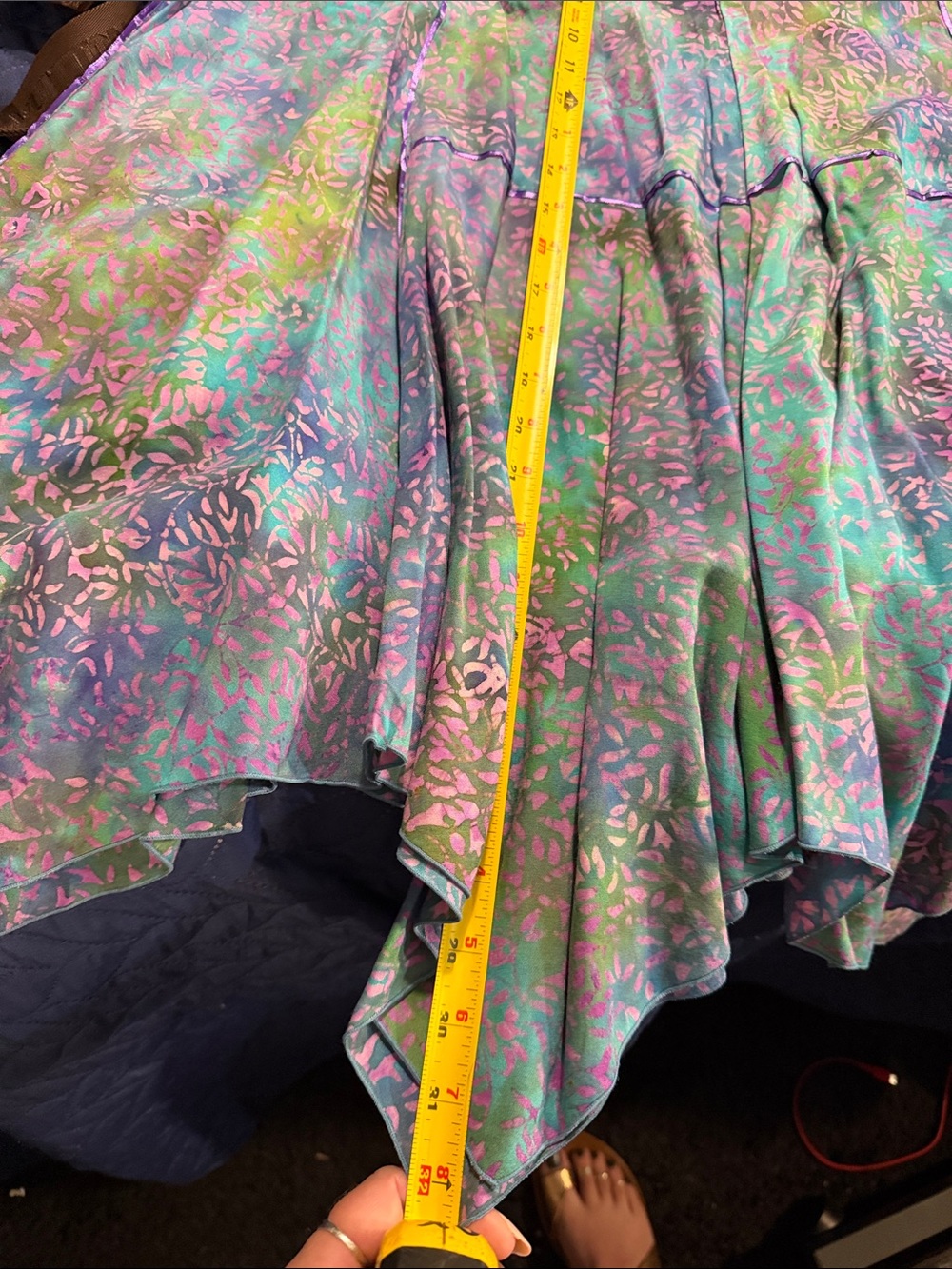 Women's Maxi Floral Print Skirt in Green & Pink